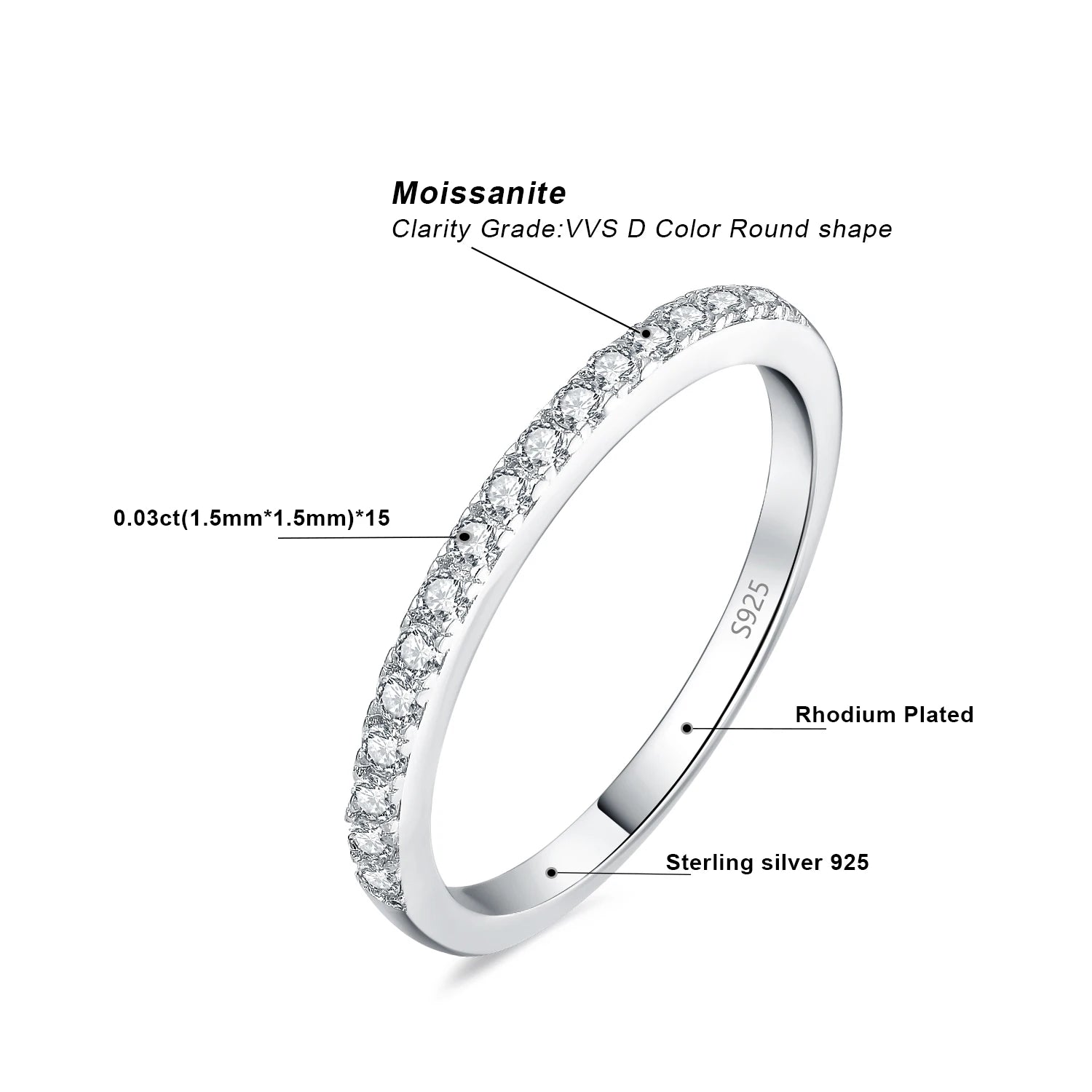 AVERLLA™ Moissanite Half Eternity Engagement Ring