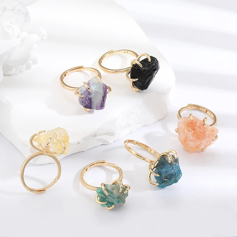 AVERLLA™  Farsighte Star Adjustable Crystal Rings – Natural Stone & Gold Wire