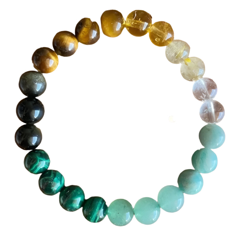 AVERLLA™ Natural Green Malachite & Tiger Eye Stone Bead Bracelet