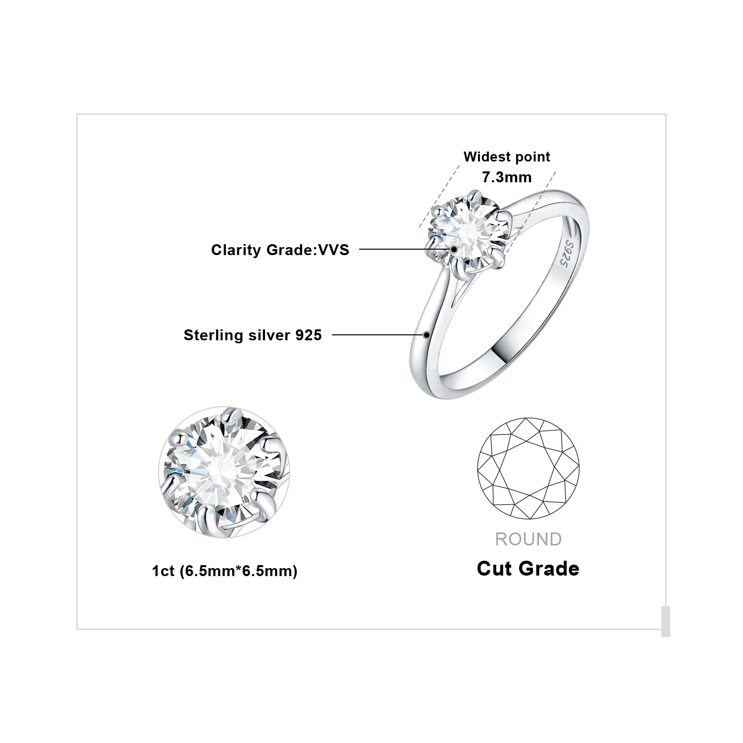 AVERLLA™ Moissanite Round Cut Solitaire Engagement Ring