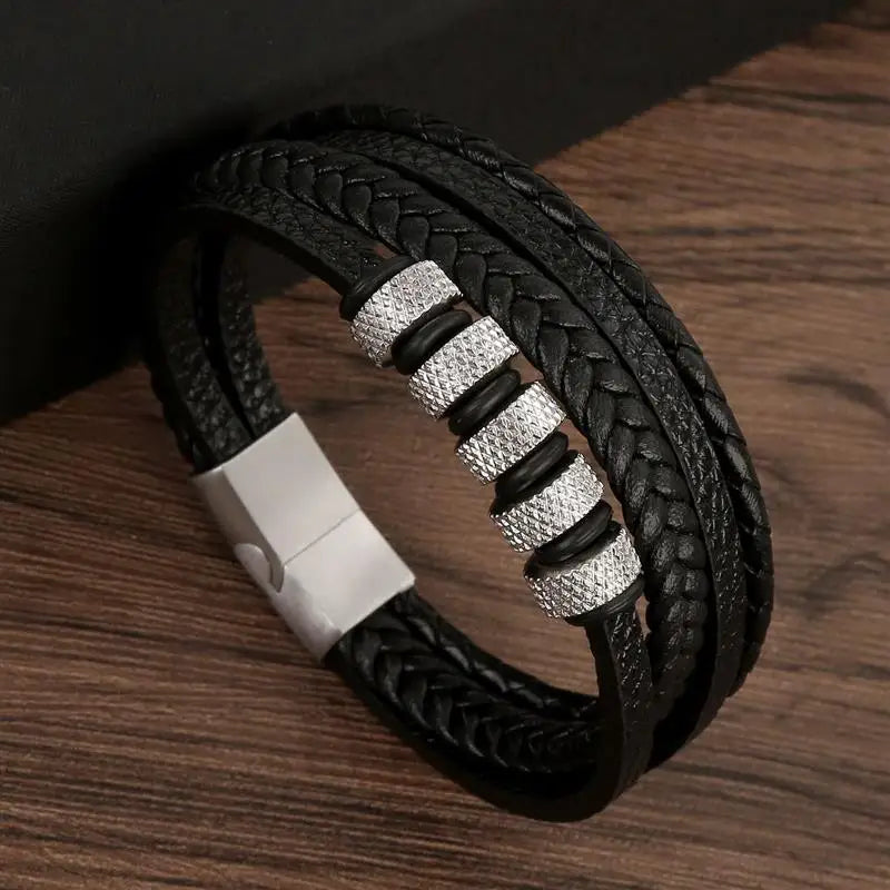 AVERLLA™ Valor Cross Hand-Woven Leather Bracelet