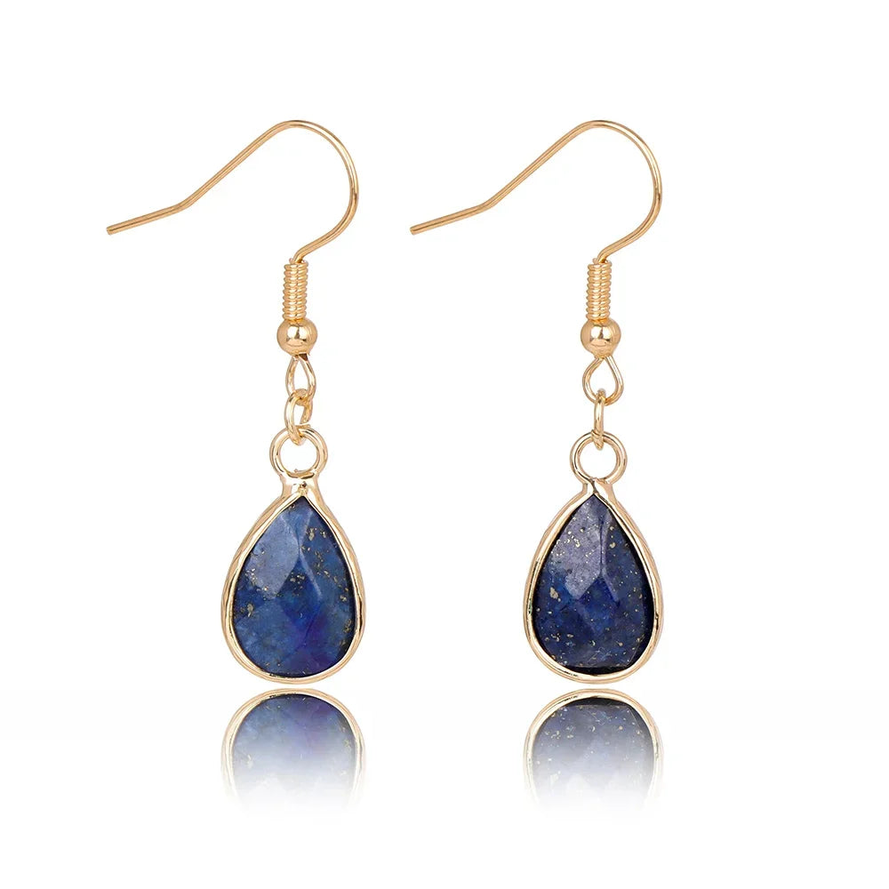 AVERLLA™ Natural Tear Drop Stone Earrings – Lapis Lazuli & Quartz