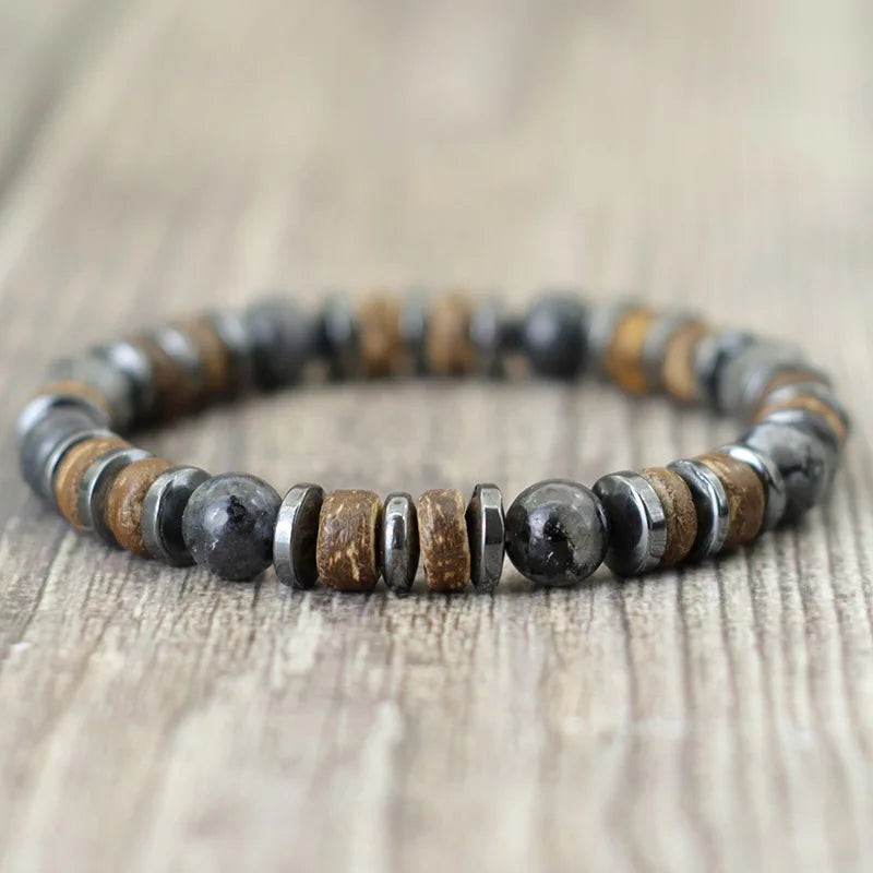 AVERLLA™ Vintage Men’s Natural Stone & Wooden Bracelet