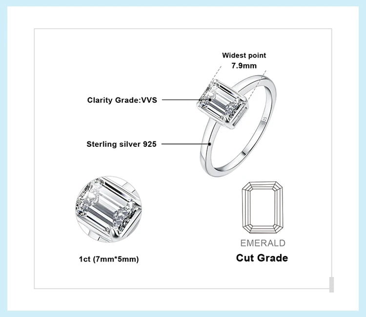 AVERLLA™ Moissanite 1ct Emerald Cut Solitaire Ring