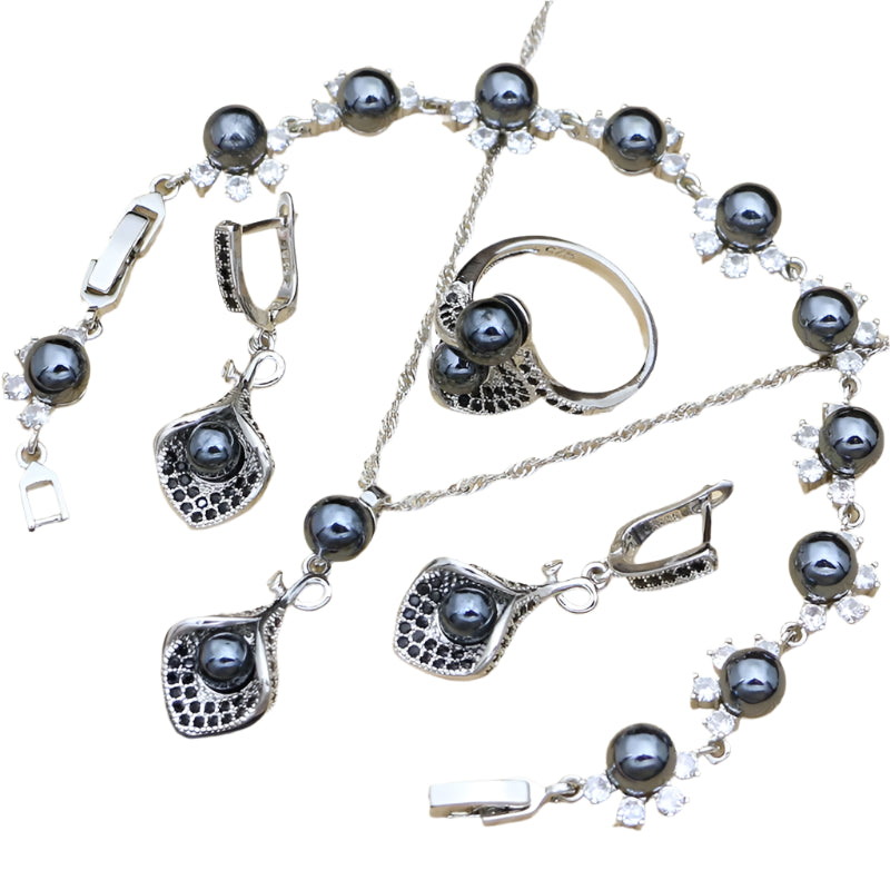 AVERLLA™ Black Pearl Bridal Jewelry Set