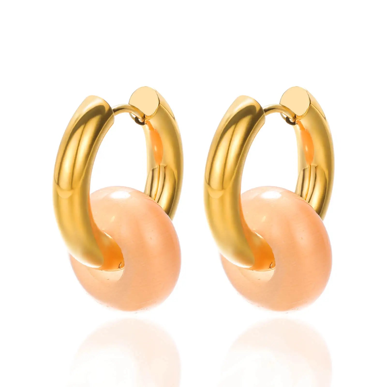 AVERLLA™ Luxe Leopard Opal Round Bead Stainless Steel Earrings – Gold Color