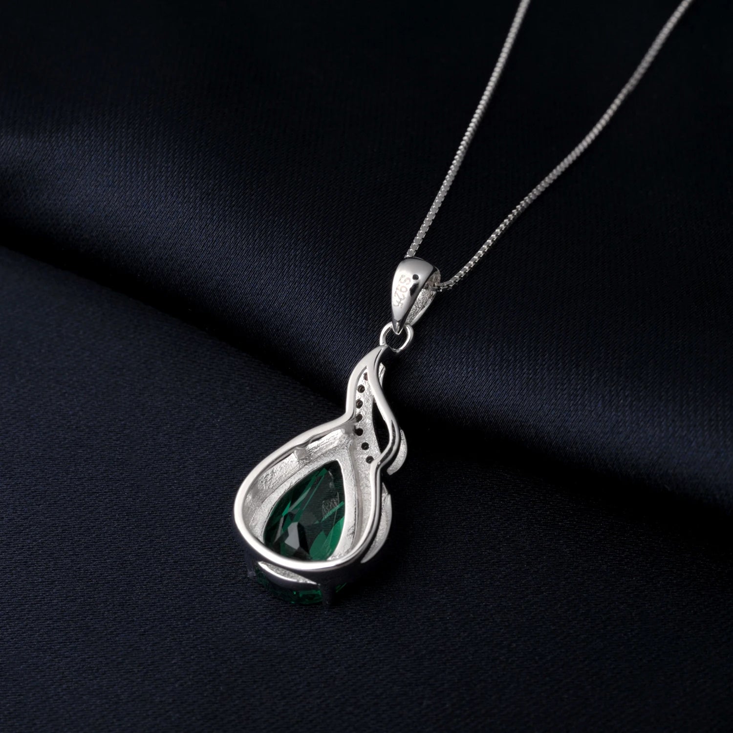 AVERLLA™ Radiant Nano Emerald Pear-Shaped Pendant Necklace in 925 Sterling Silver