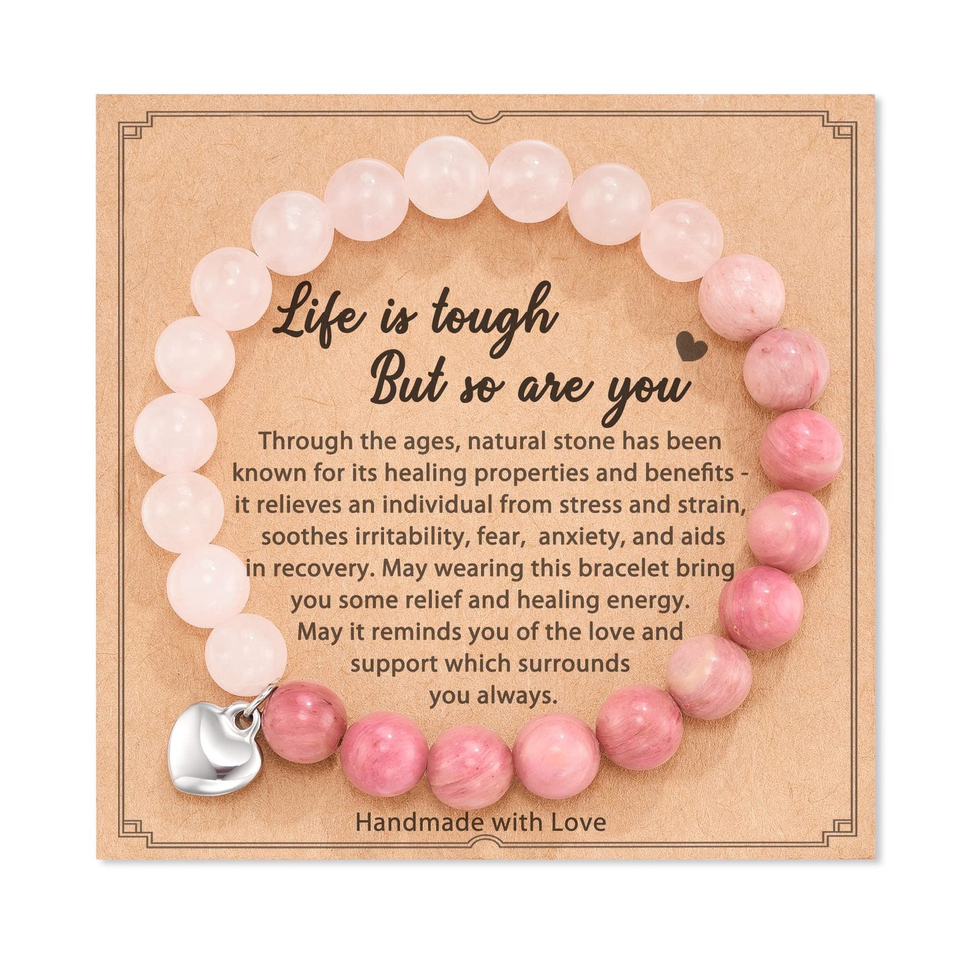 AVERLLA™ Pink Zebra Bead Bracelet – Healing Crystal Gift