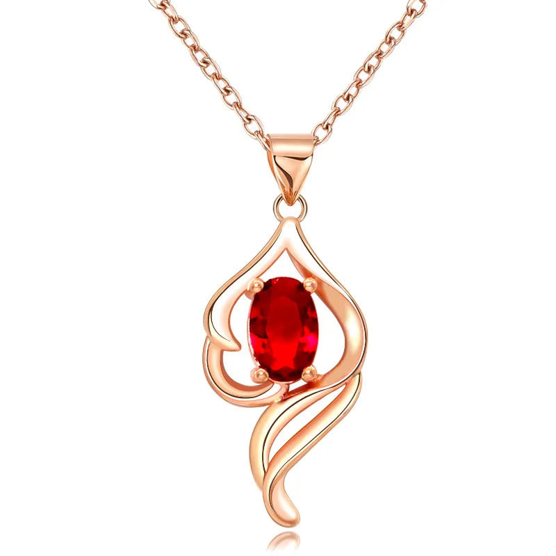 AVERLLA™ Ruby Gemstone Silver Pendant Necklace