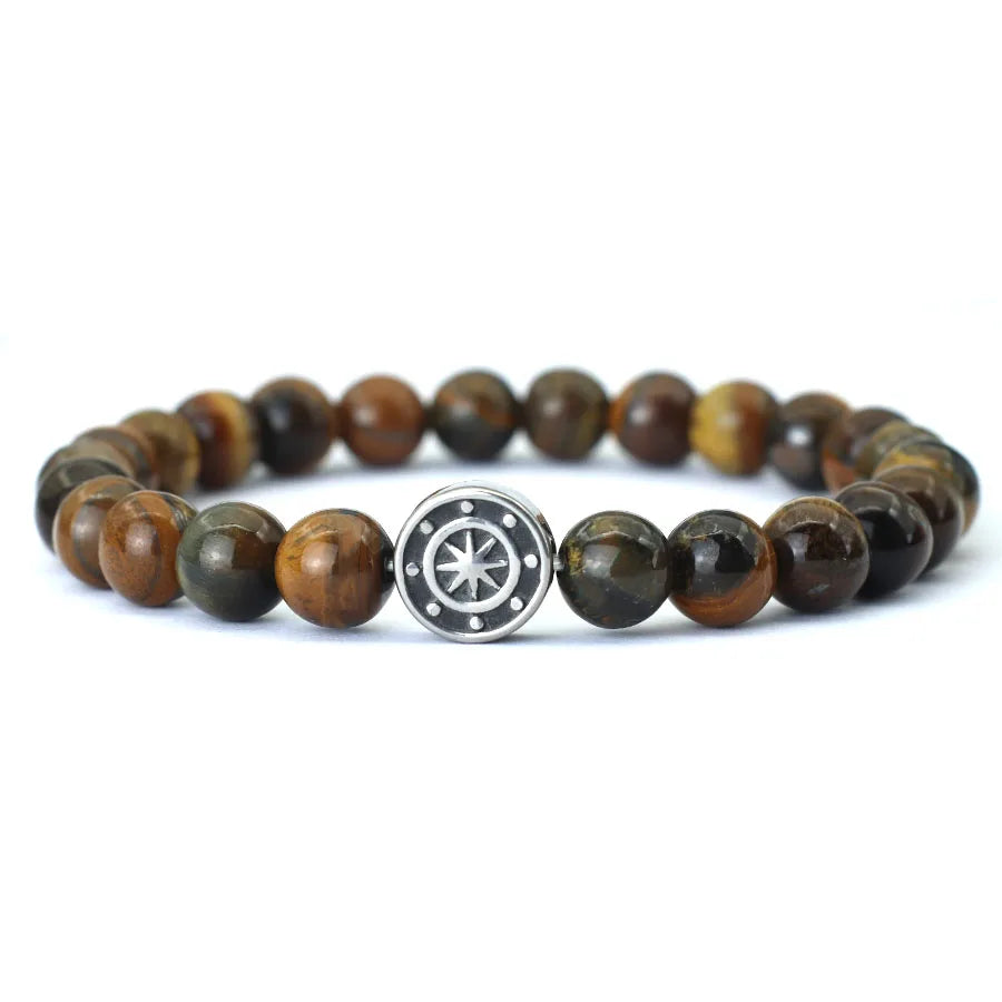 AVERLLA™ Viking Compass Natural Stone Tiger Eye Bracelet