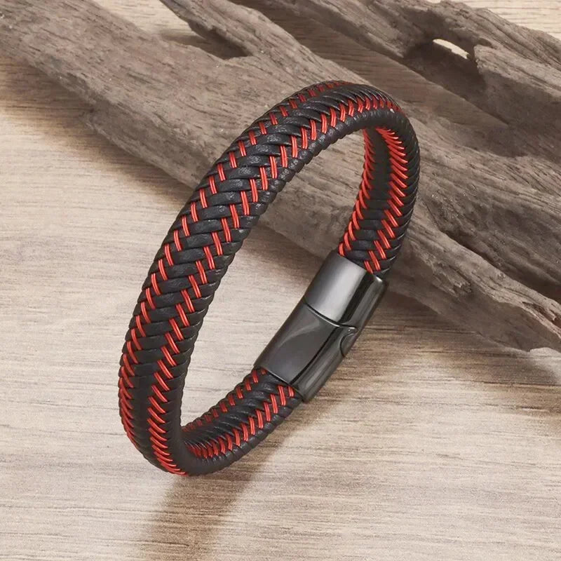 AVERLLA™ Black Magnetic Leather Bracelet