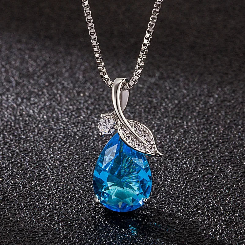 AVERLLA™ Water Drop Zircon 925 Silver Pendant Necklace