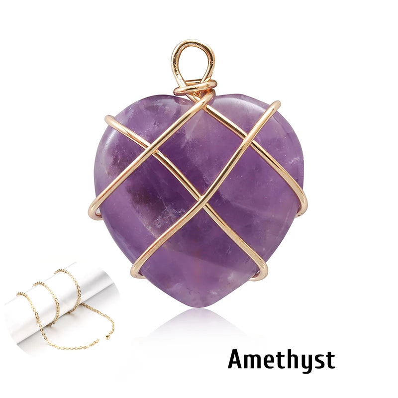 AVERLLA™ Heartfelt Love Natural Stone Crystal Necklace Pendant