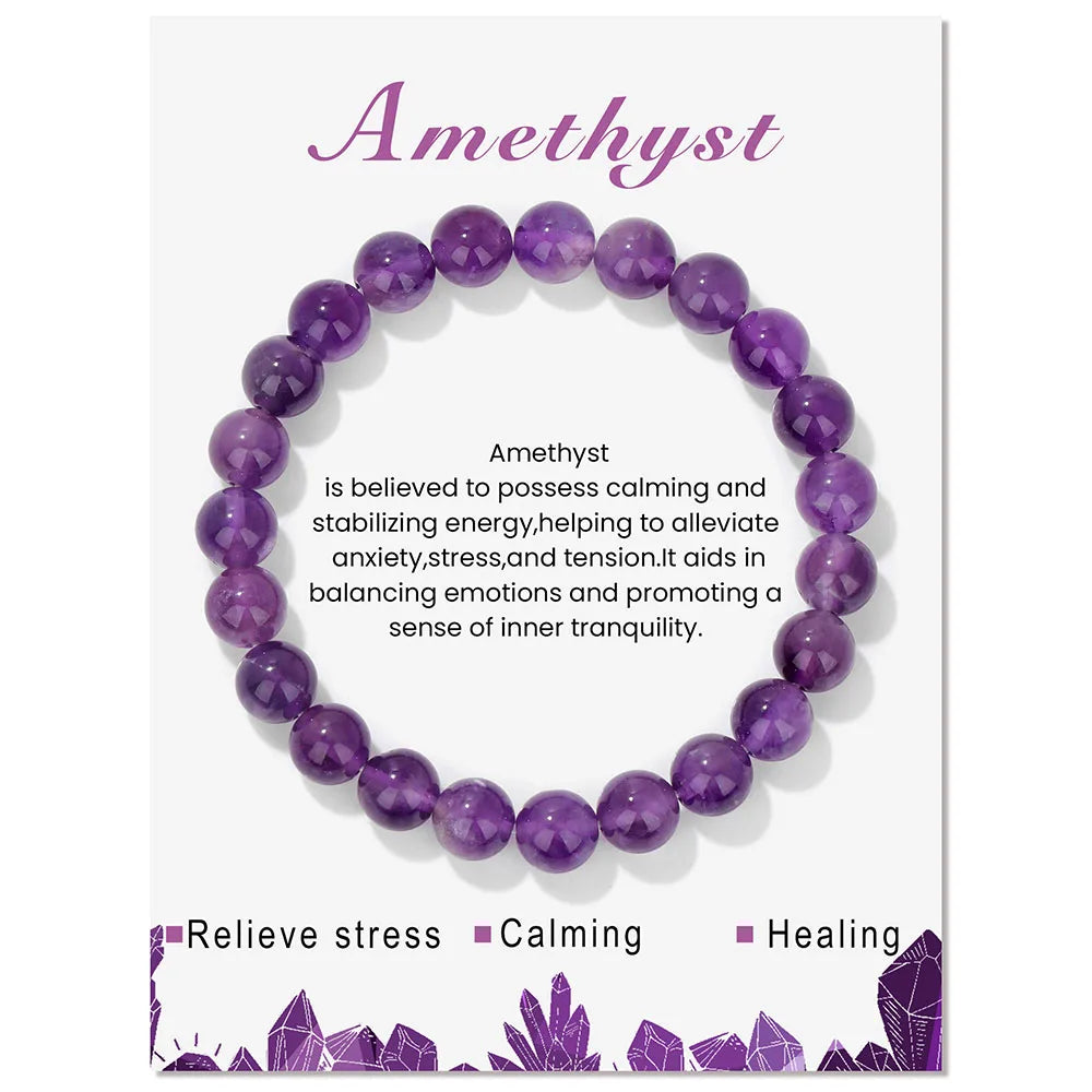 AVERLLA™   8mm Apatite Amethysts Carnelian Natural Stone Beaded Bracelets