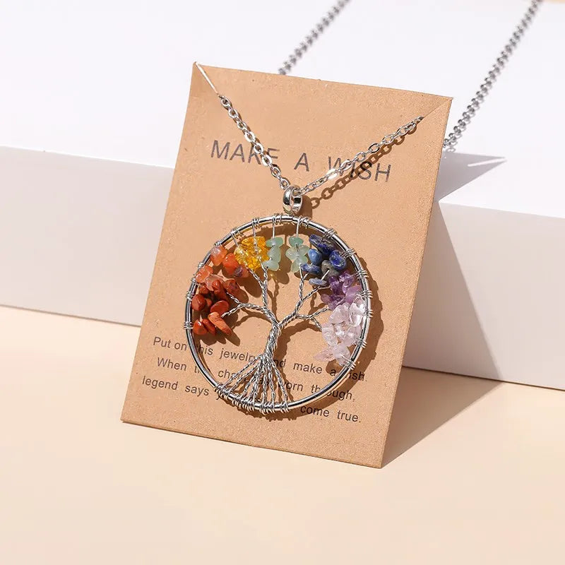 AVERLLA™ 7 Chakras Tree of Life Pendant – Gold Reiki Healing Necklace