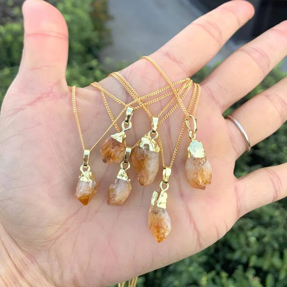 AVERLLA™ Natural Raw Citrine Pendant Irregular Healing Crystal