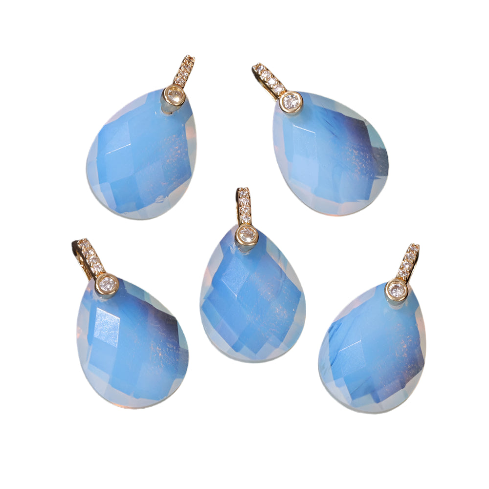 AVERLLA™ Faceted Water Drop Stone Pendants – Aventurine, Amethyst, Quartz