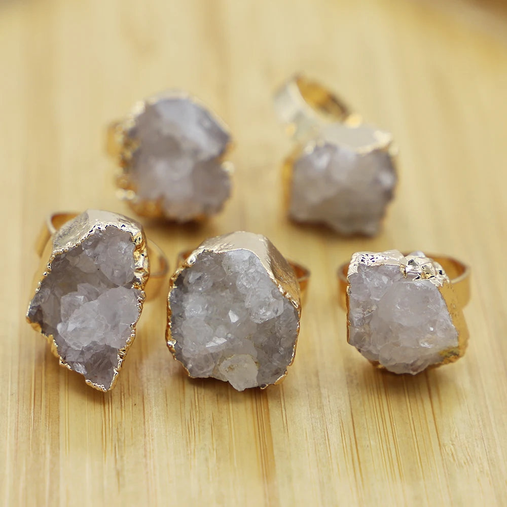 AVERLLA™ Gold-Plated Druzy Crystal Adjustable Rings