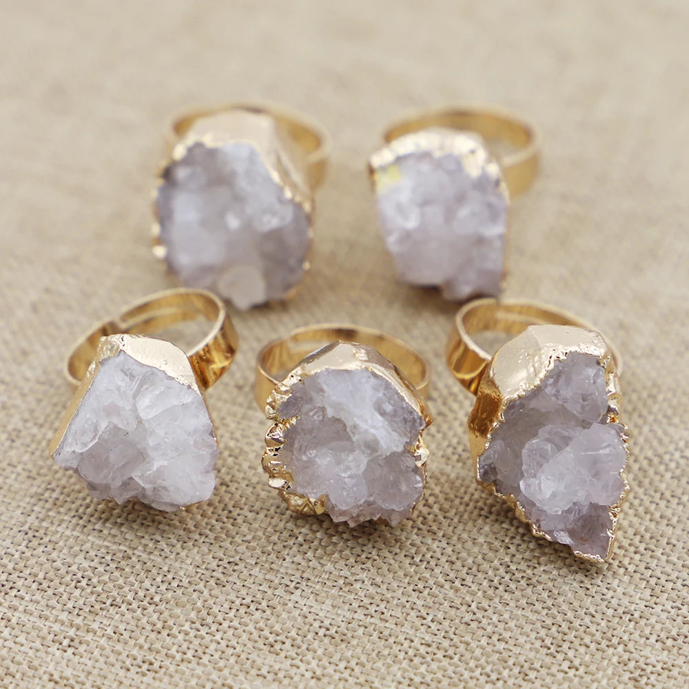 AVERLLA™ Gold-Plated Druzy Crystal Adjustable Rings