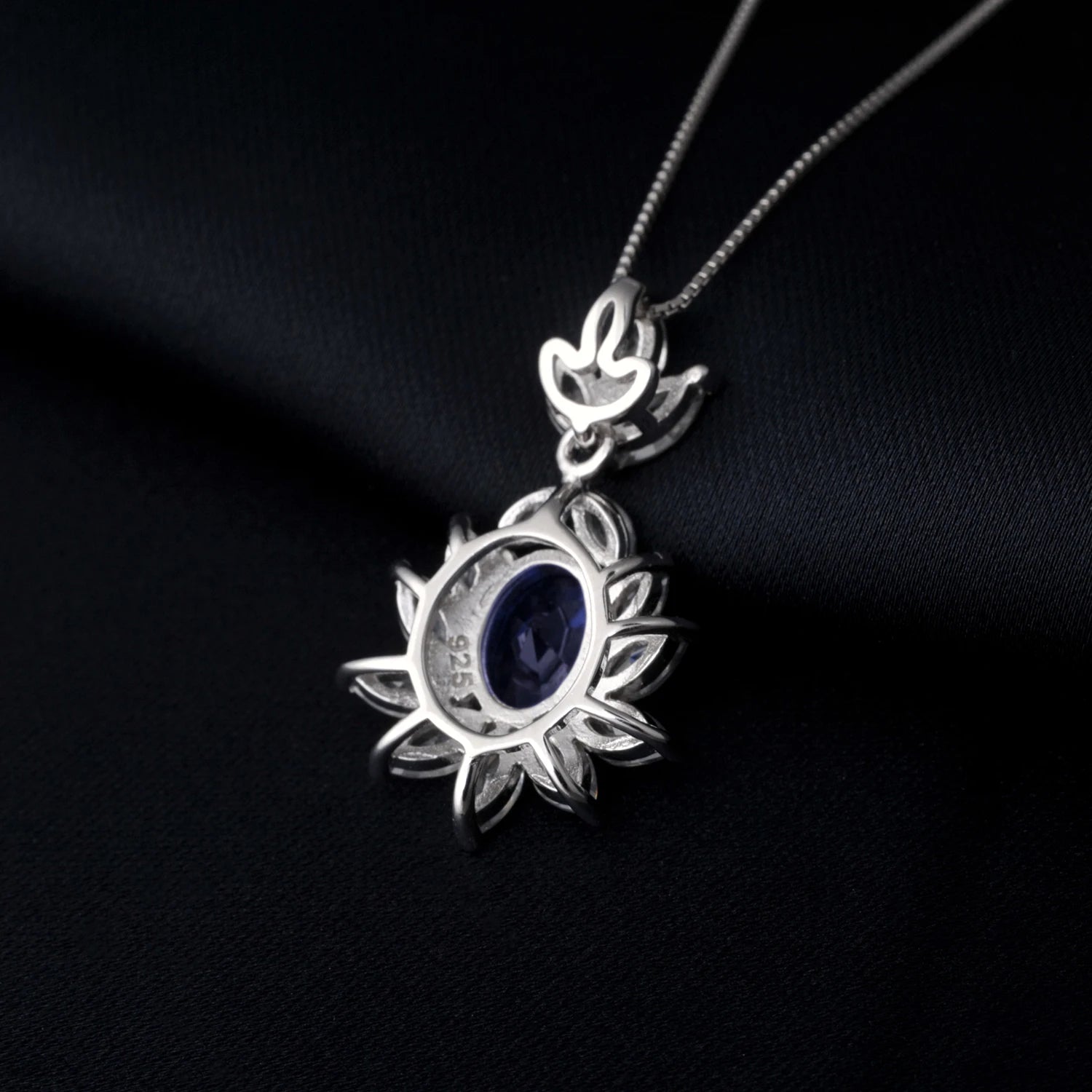 AVERLLA™ Created Sapphire Aesthetic Pendant Necklace in 925 Sterling Silver for Women