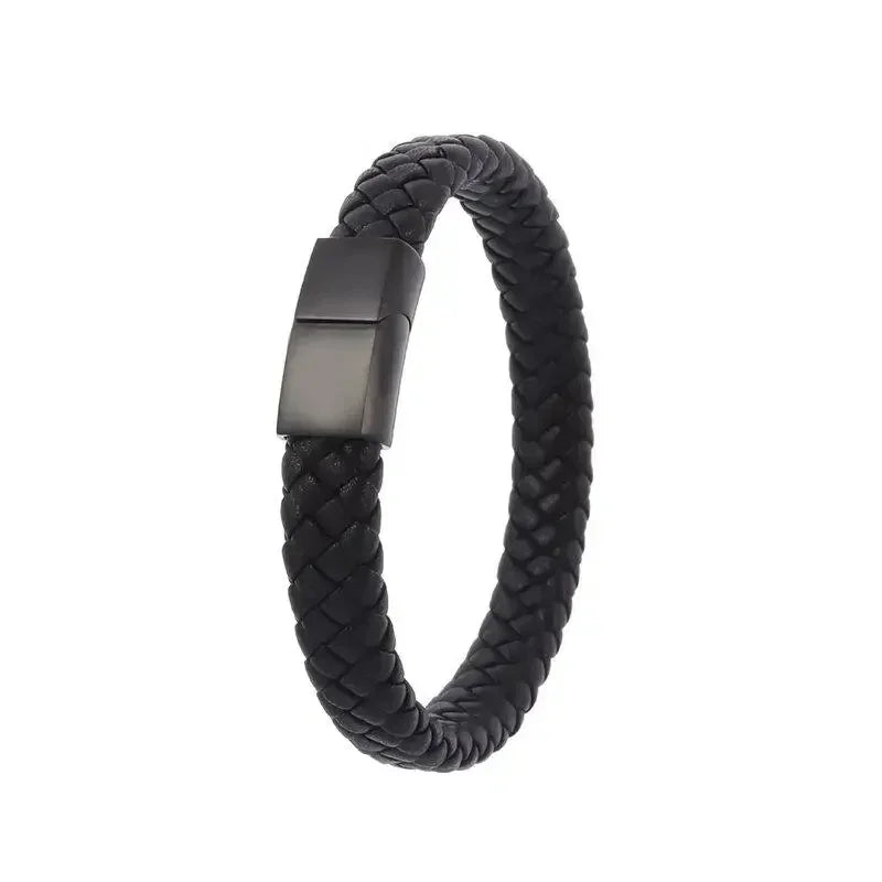 AVERLLA™ Black Magnetic Leather Bracelet