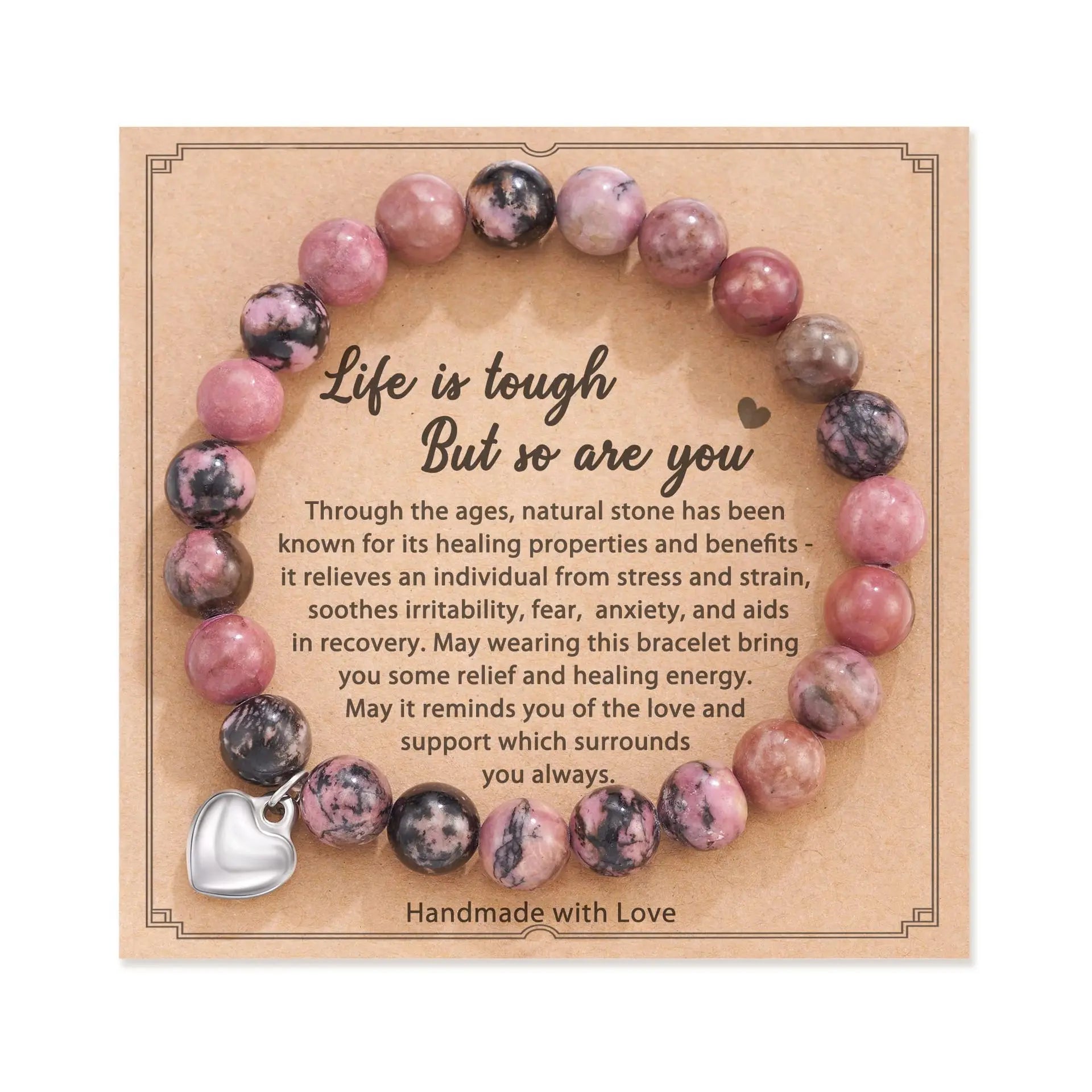 AVERLLA™ Pink Zebra Bead Bracelet – Healing Crystal Gift