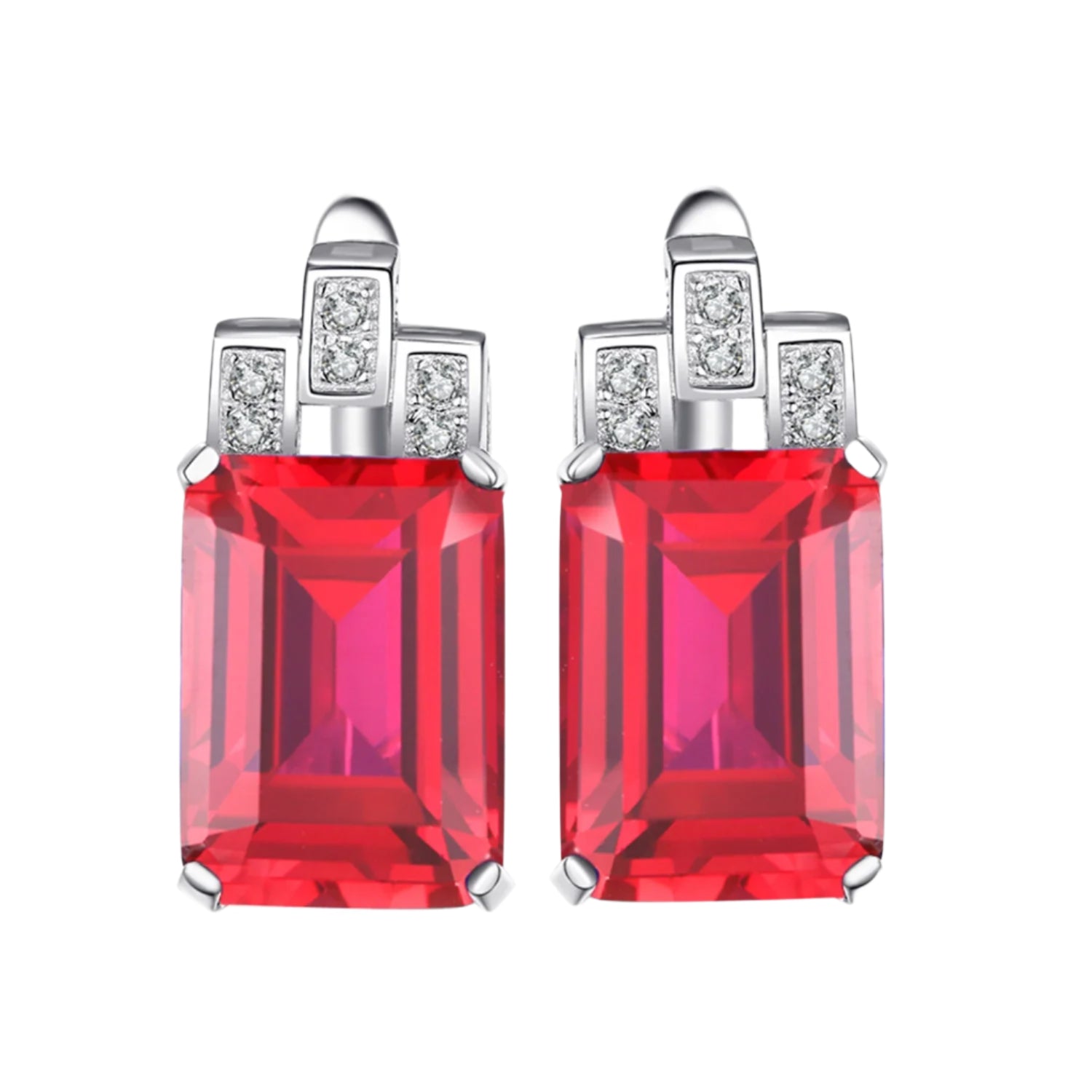 AVERLLA™ Luxury Created Red Ruby Hoop Earrings