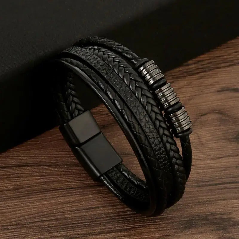 AVERLLA™ Valor Cross Hand-Woven Leather Bracelet