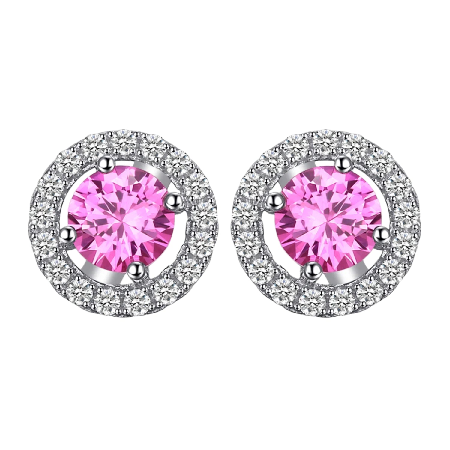 AVERLLA™ Radiant Created Pink Sapphire Stud Earrings – 1.3ct 925 Sterling Silver Gemstone Jewelry