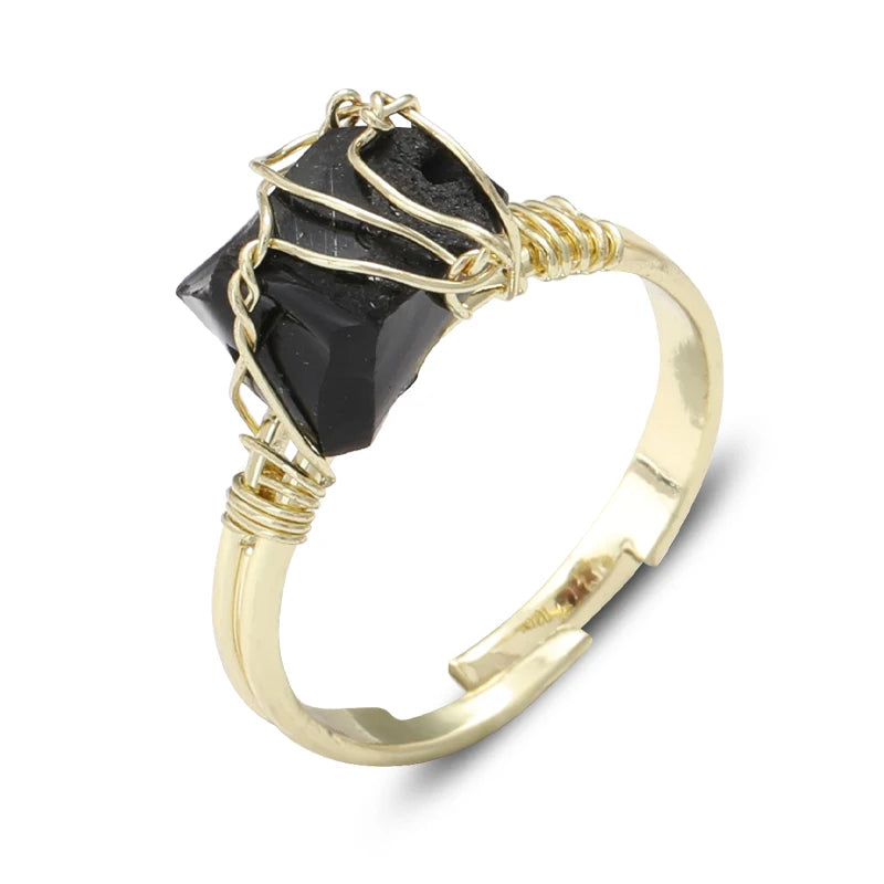 AVERLLA™  Farsighte Star Adjustable Crystal Rings – Natural Stone & Gold Wire