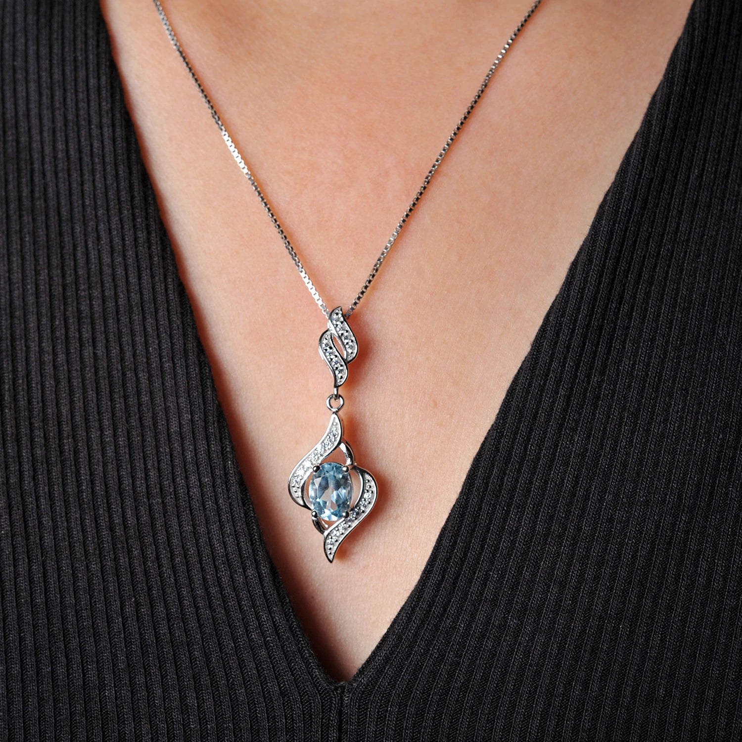 AVERLLA™ Sky Radiance Sapphire & Topaz Pendant Necklace