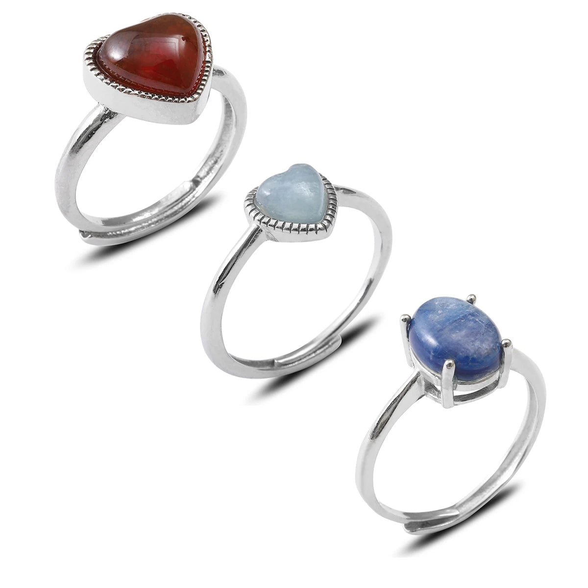 AVERLLA™ Heart Shape Ruby & Gemstone Adjustable Rings