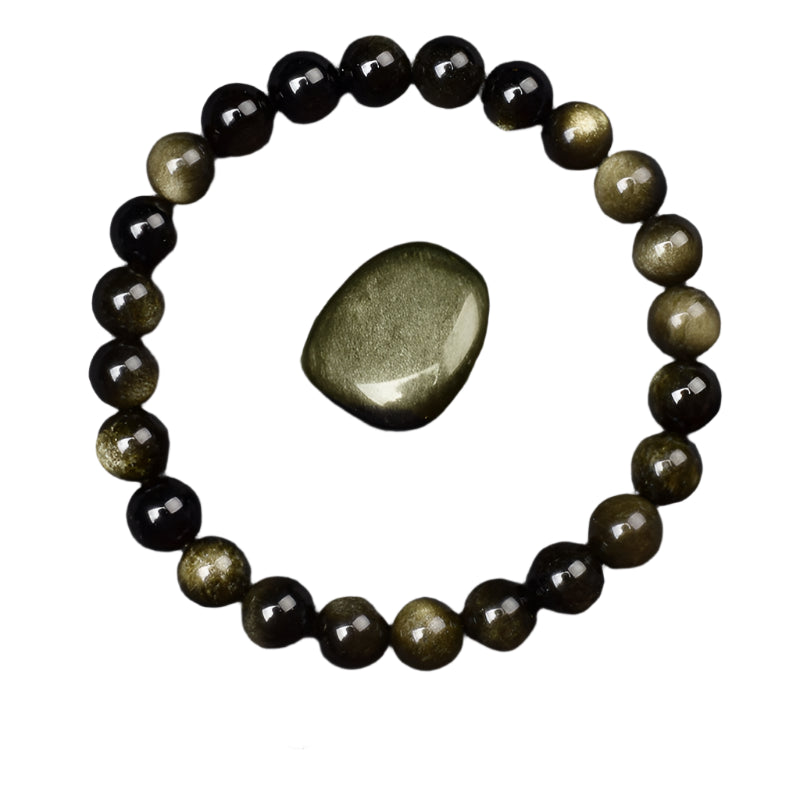 AVERLLA™ Golden Obsidian Energy Bracelet with Rainbow Light Beads