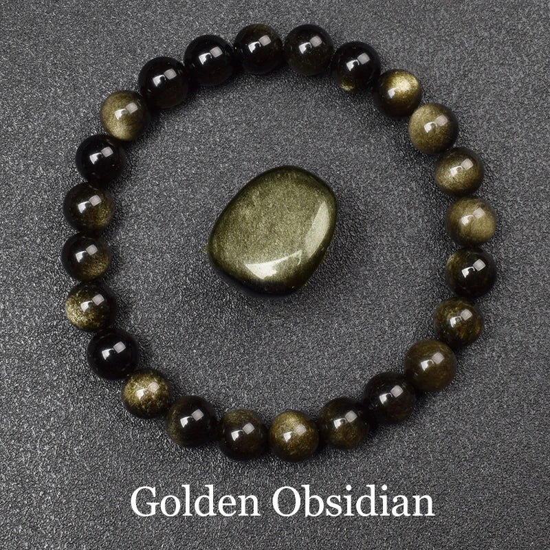 AVERLLA™ Golden Obsidian Energy Bracelet with Rainbow Light Beads