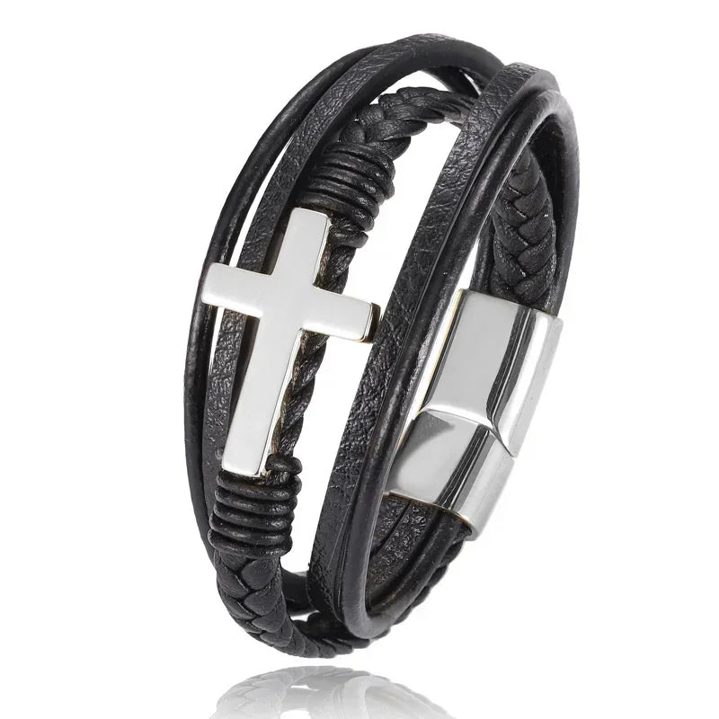 AVERLLA™ Black Magnetic Leather Bracelet