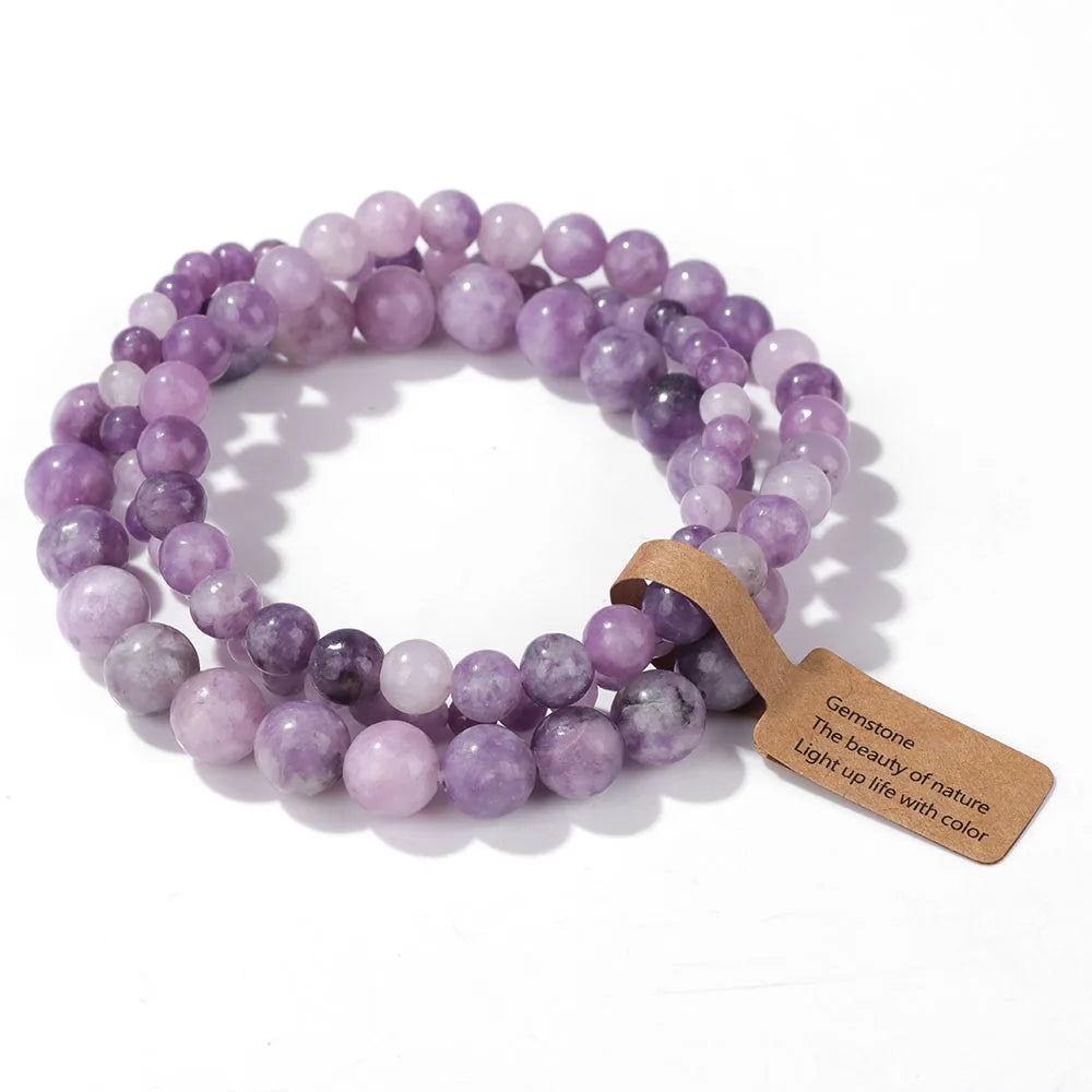 AVERLLA™ Natural Stone Beaded Bracelet Set –Rhodonite & Quartz