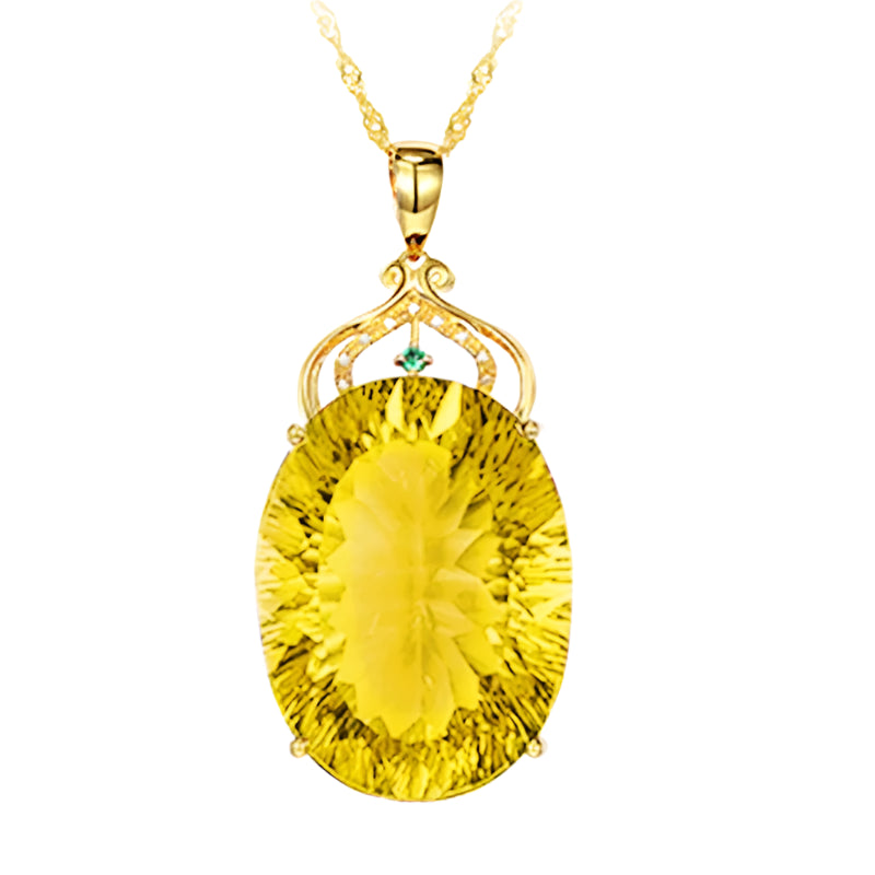 AVERLLA™ 925 Silver Oval Citrine Zircon Necklace for Women