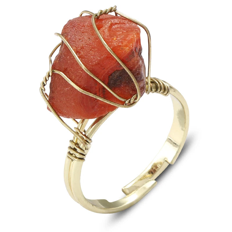 AVERLLA™  Farsighte Star Adjustable Crystal Rings – Natural Stone & Gold Wire