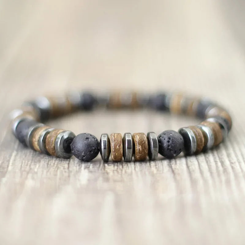 AVERLLA™ Vintage Men’s Natural Stone & Wooden Bracelet