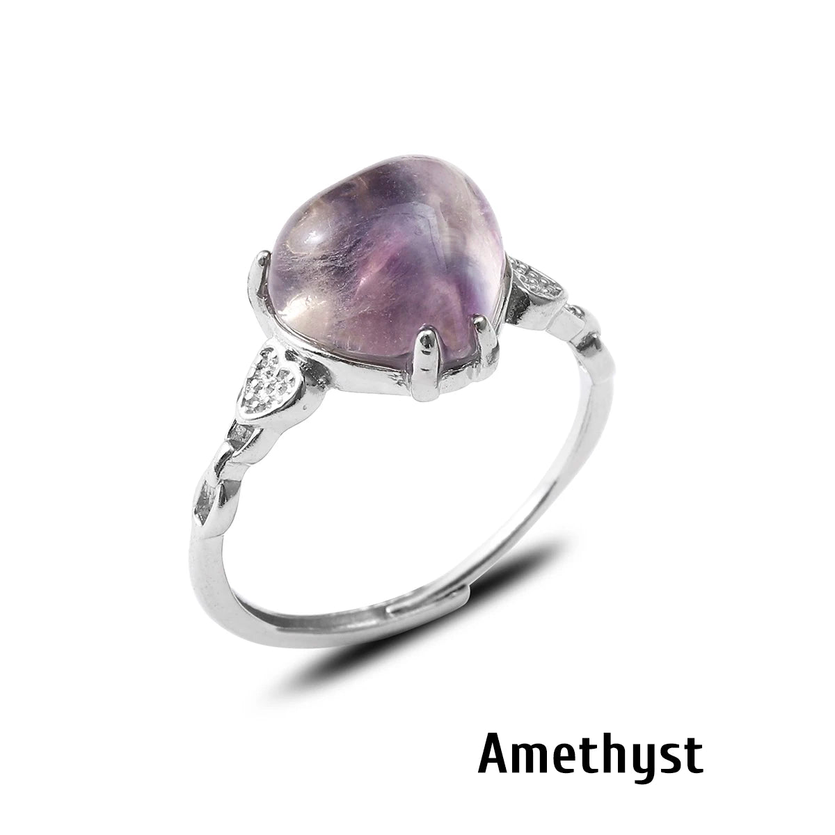 AVERLLA™ Radiant Heart Gemstone Adjustable Ring – Rose Quartz, Amethyst, Opal, Aventurine