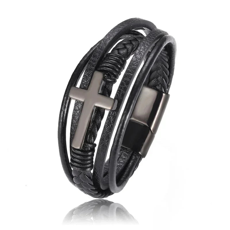 AVERLLA™ Black Magnetic Leather Bracelet