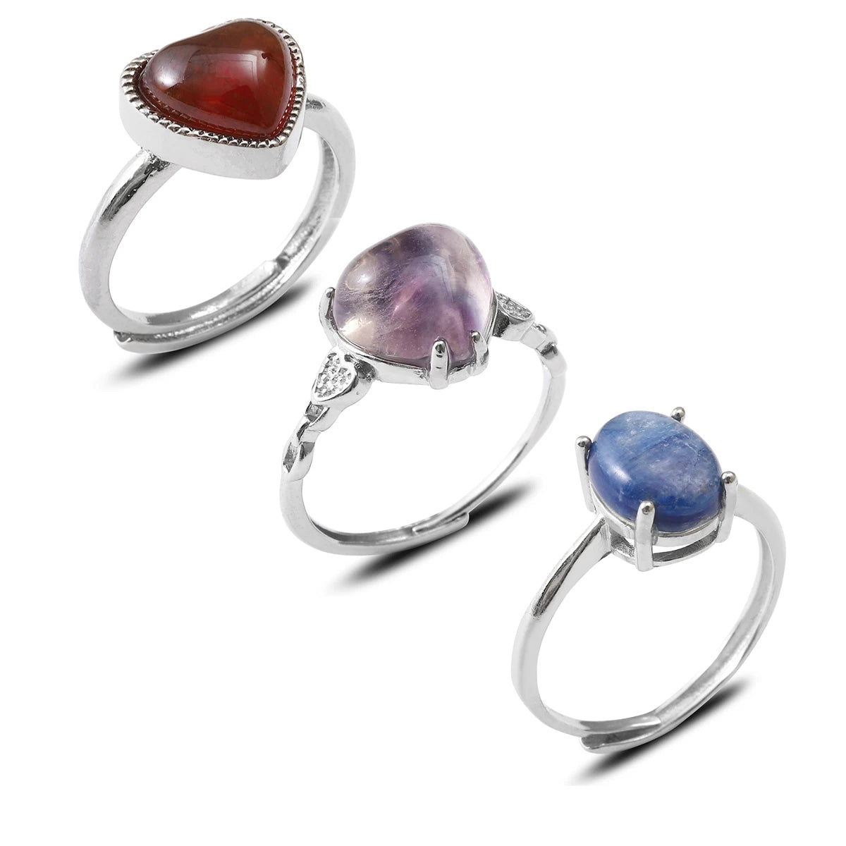 AVERLLA™ Heart Shape Ruby & Gemstone Adjustable Rings