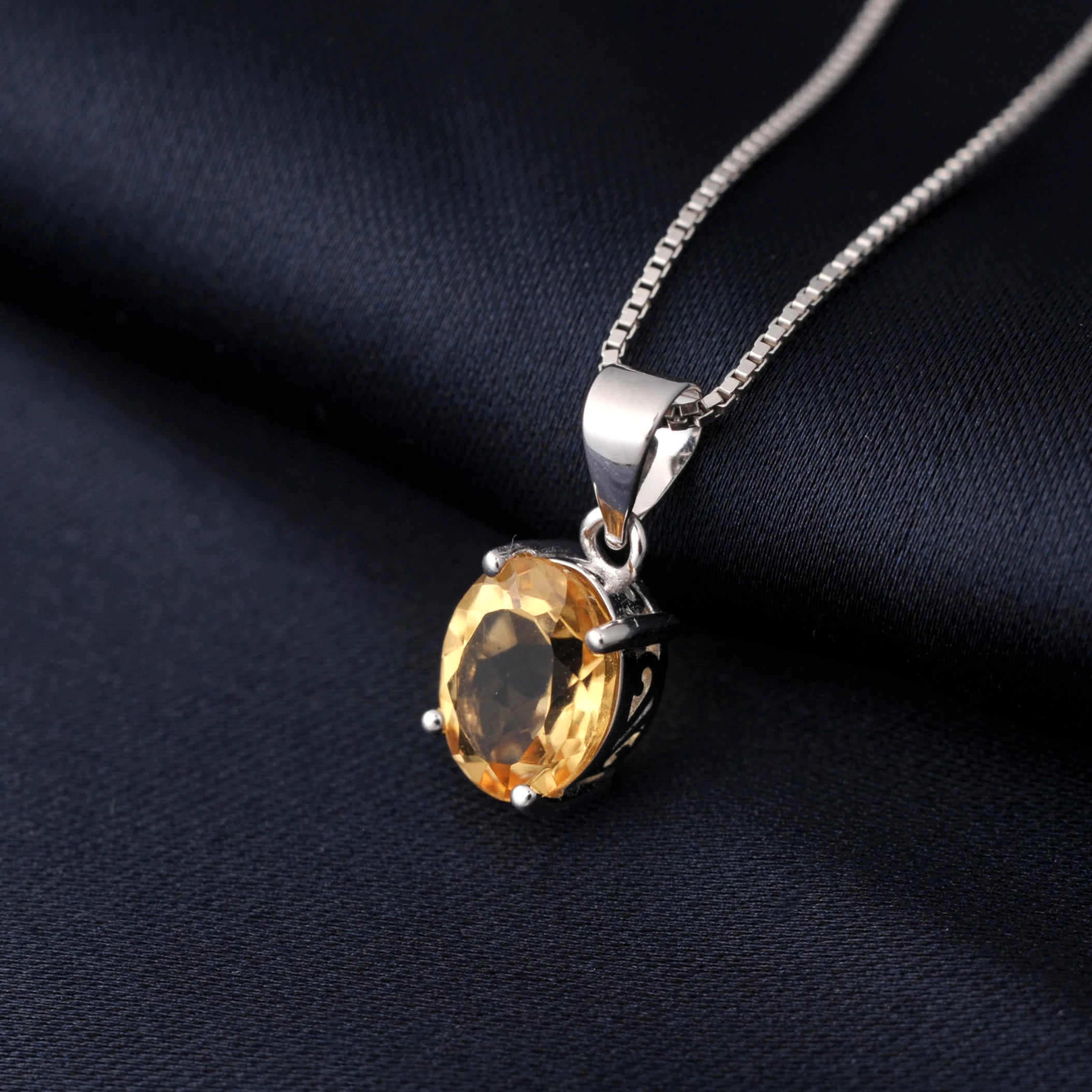 AVERLLA™ Oval 2.22ct Garnet, Citrine, Sky Blue Topaz & Amethyst Birthstone Pendant Necklace in 925 Sterling Silver