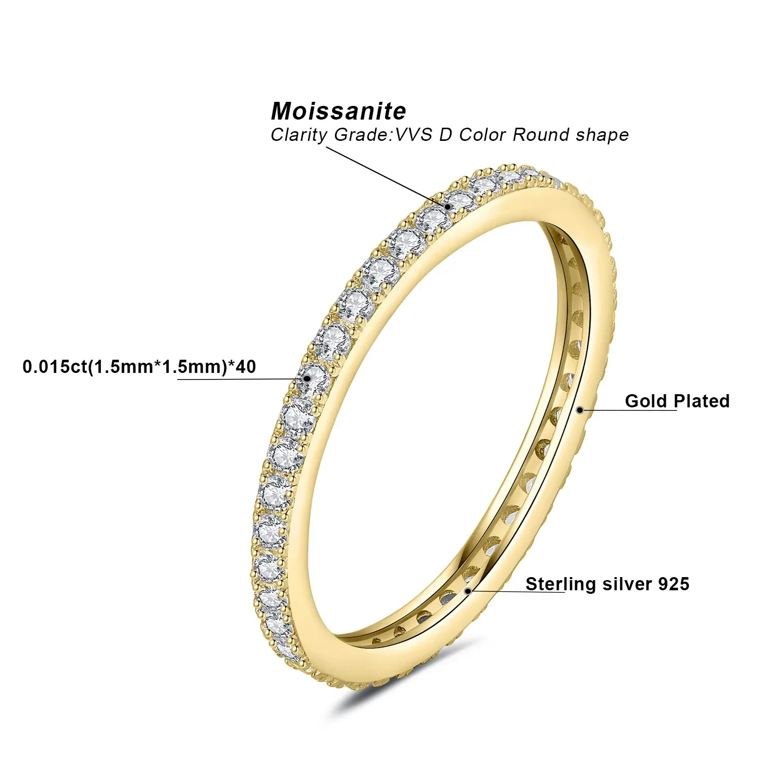 AVERLLA™ Moissanite Eternity Wedding Band Ring