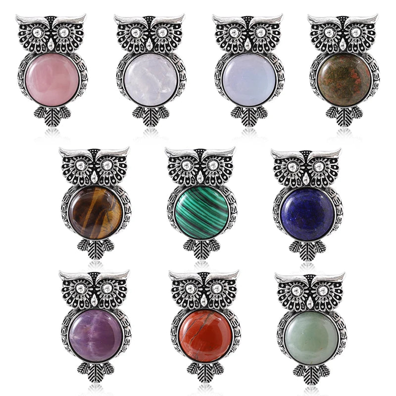 AVERLLA™ Wise Charm Owl Natural Stone Pendant Jewelry