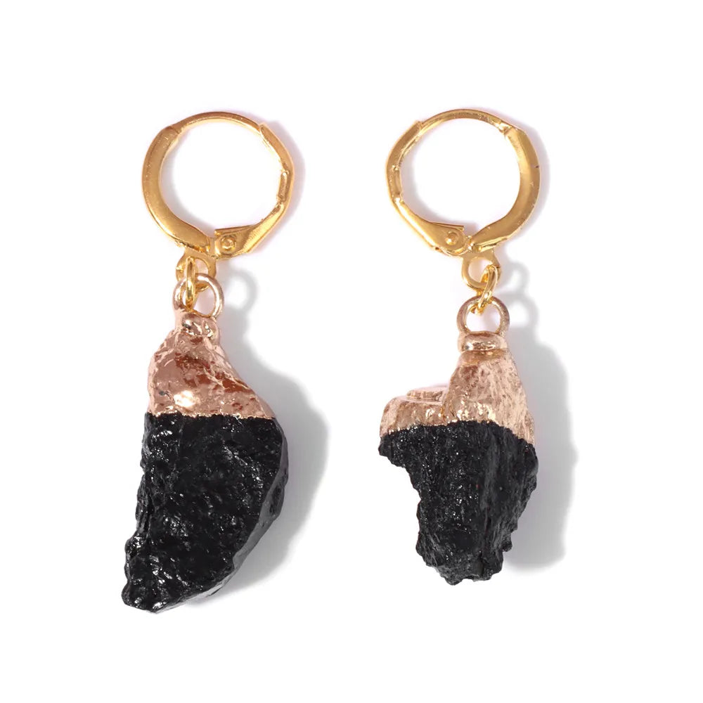 AVERLLA™ Irregular Raw Stone Dangle Earrings – Amethyst, Tourmaline, Quartz Gemstone Pendant Earrings