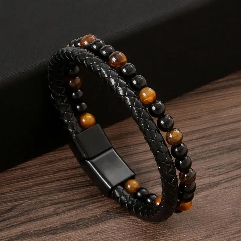 AVERLLA™ Titan Edge Hand-Woven Multilayer Leather Bracelet