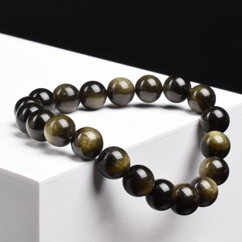 AVERLLA™ Golden Obsidian Energy Bracelet with Rainbow Light Beads