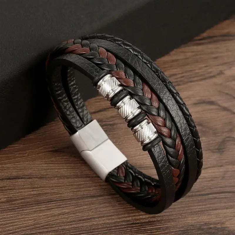 AVERLLA™ Valor Cross Hand-Woven Leather Bracelet