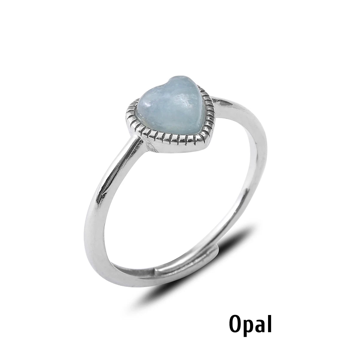 AVERLLA™ Radiant Heart Gemstone Adjustable Ring – Rose Quartz, Amethyst, Opal, Aventurine